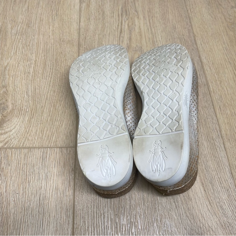 Fly London Whin Metallic Perforated Leather Wedge Sandals - Picture 7 of 7